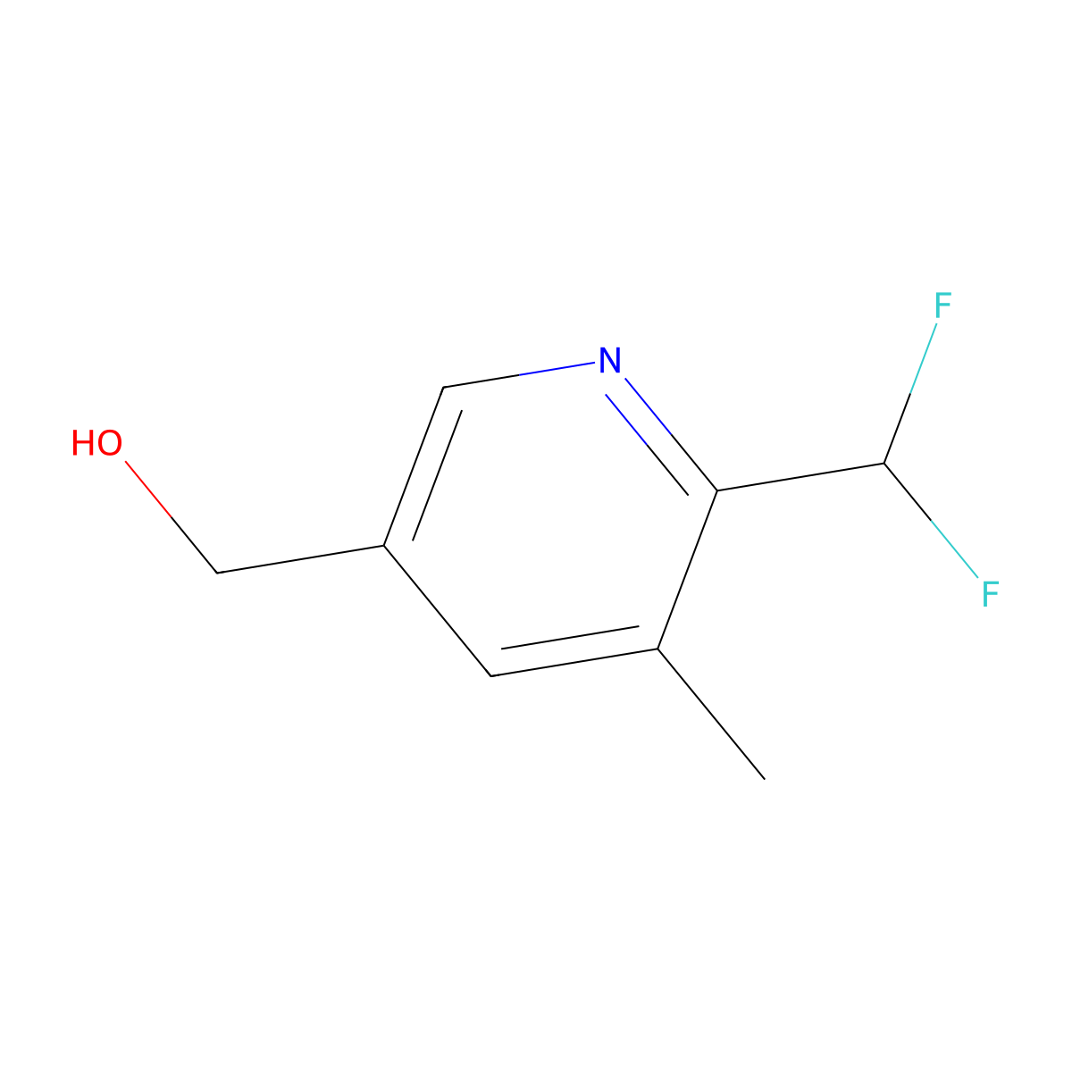 (6-(Difluoromethyl)-5-methylpyridin-3-yl)methanol molecular structure, CAS 1805310-75-1