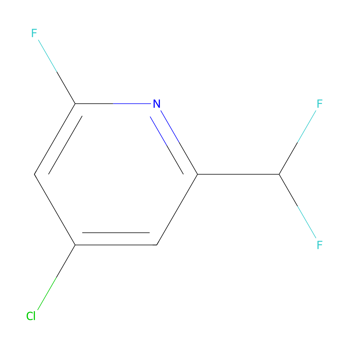 4-Chloro-2-(difluoromethyl)-6-fluoropyridine molecular structure, CAS 1805314-40-2