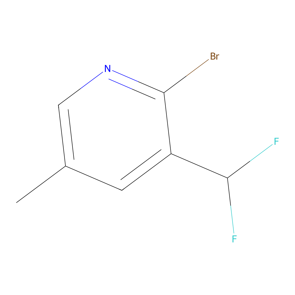 2-Bromo-3-(difluoromethyl)-5-methylpyridine molecular structure, CAS 1805314-75-3