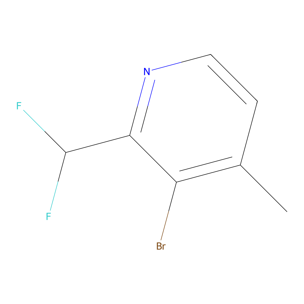 3-Bromo-2-(difluoromethyl)-4-methylpyridine molecular structure, CAS 1805314-80-0
