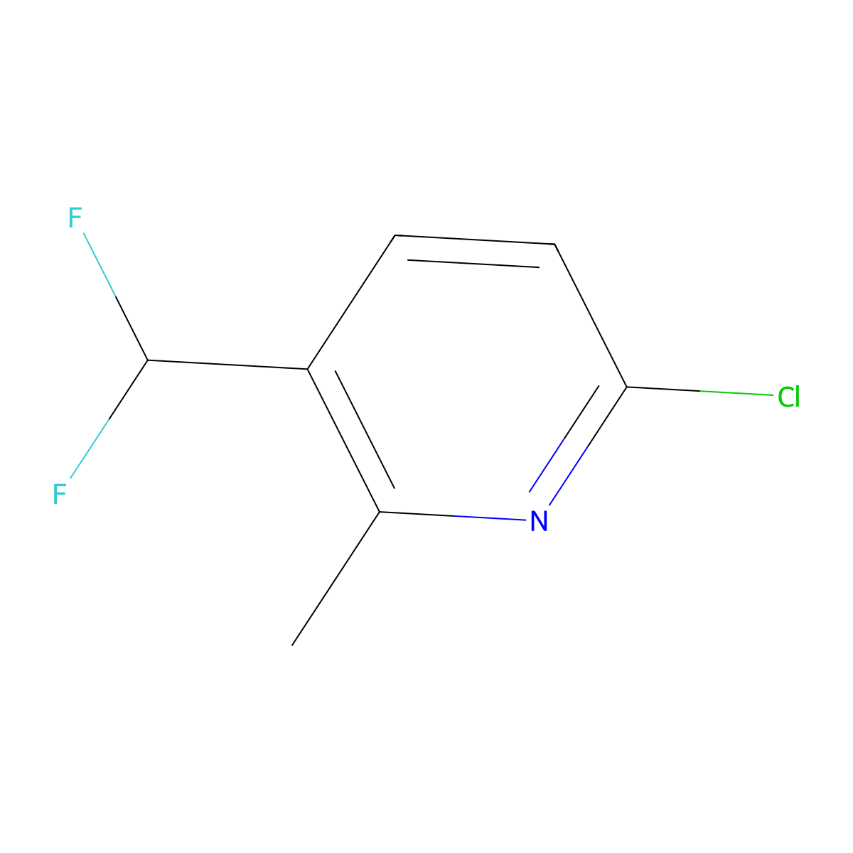 6-Chloro-3-(difluoromethyl)-2-methylpyridine molecular structure, CAS 1805315-05-2