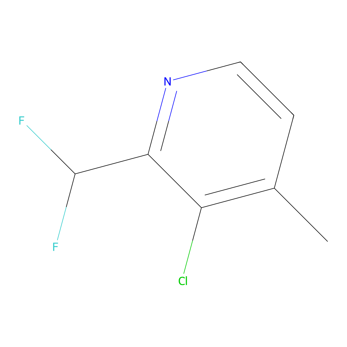 3-Chloro-2-(difluoromethyl)-4-methylpyridine molecular structure, CAS 1805315-11-0