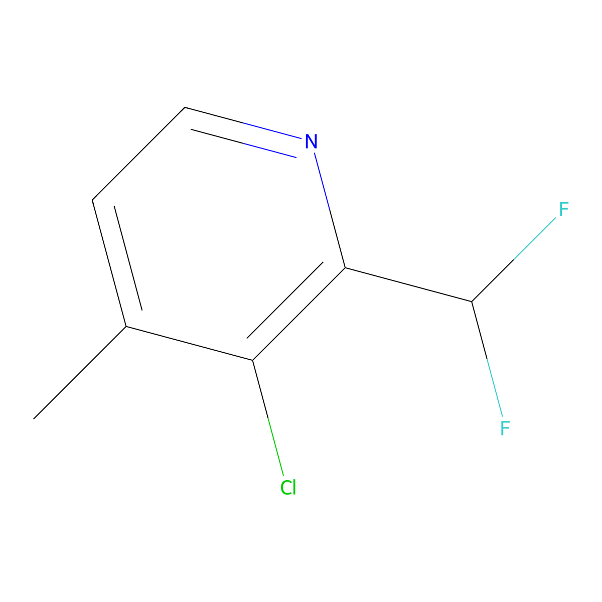 3-Chloro-2-(difluoromethyl)-4-methylpyridine molecular structure, CAS 1805315-11-0