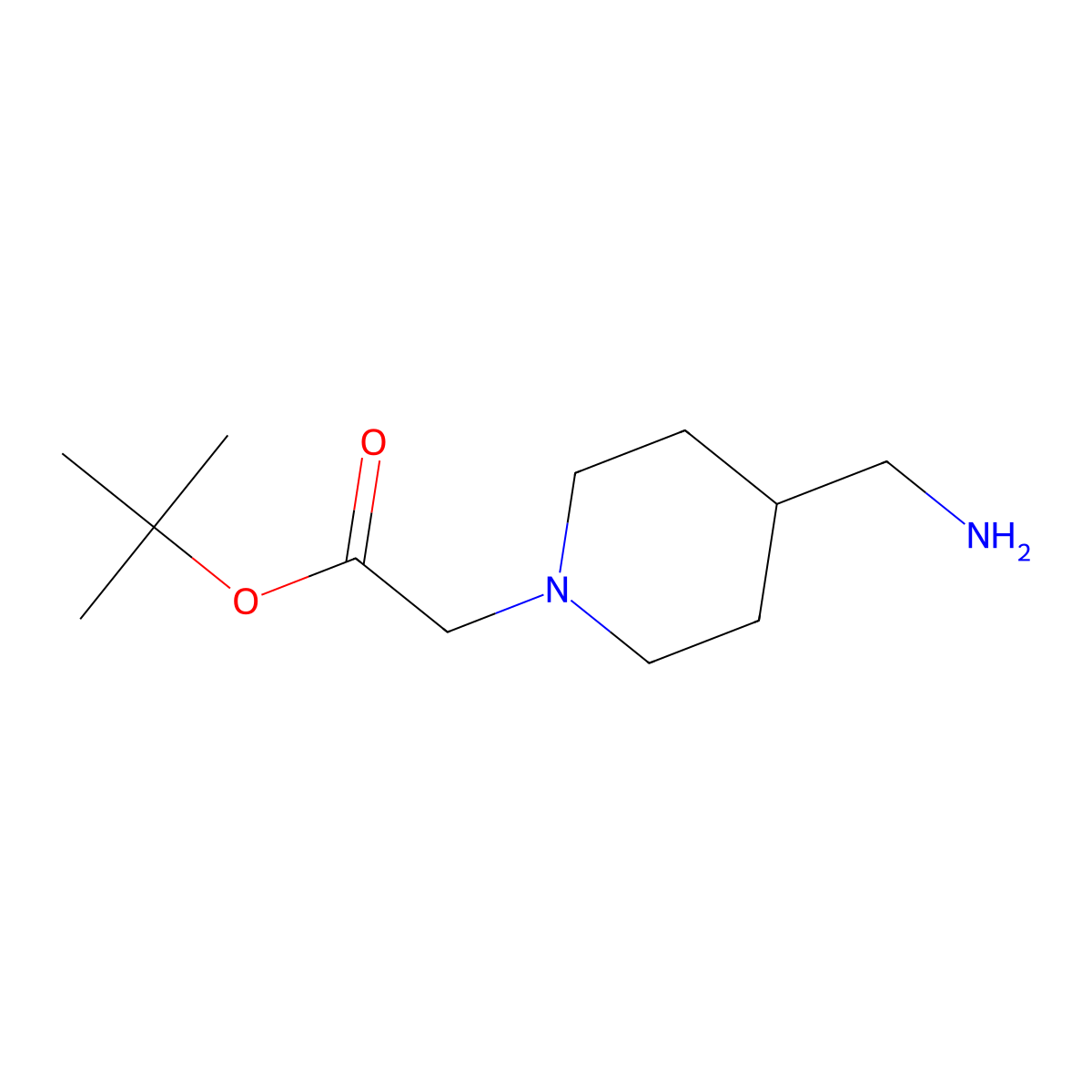 Tert-butyl 2-[4-(aminomethyl)piperidin-1-yl]acetate molecular structure, CAS 180532-43-8