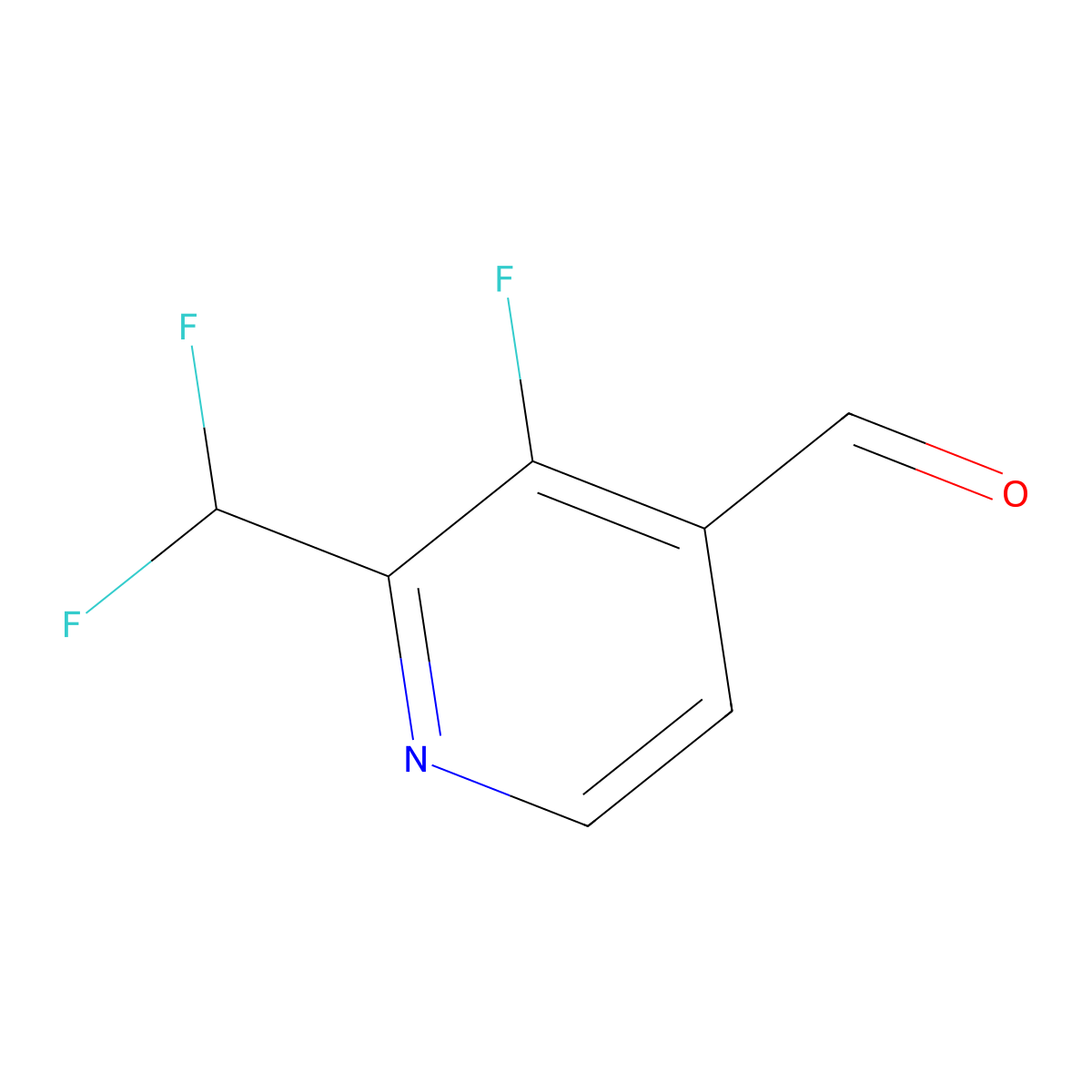 2-(Difluoromethyl)-3-fluoropyridine-4-carbaldehyde molecular structure, CAS 1805321-20-3