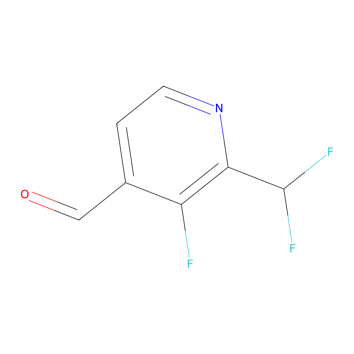 2-(Difluoromethyl)-3-fluoropyridine-4-carbaldehyde molecular structure, CAS 1805321-20-3