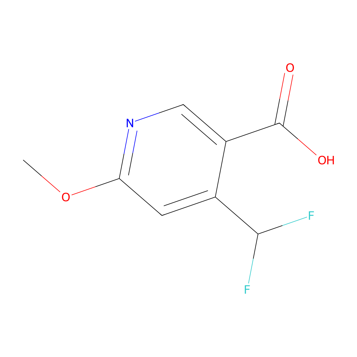 4-(Difluoromethyl)-6-methoxypyridine-3-carboxylic acid molecular structure, CAS 1805330-13-5