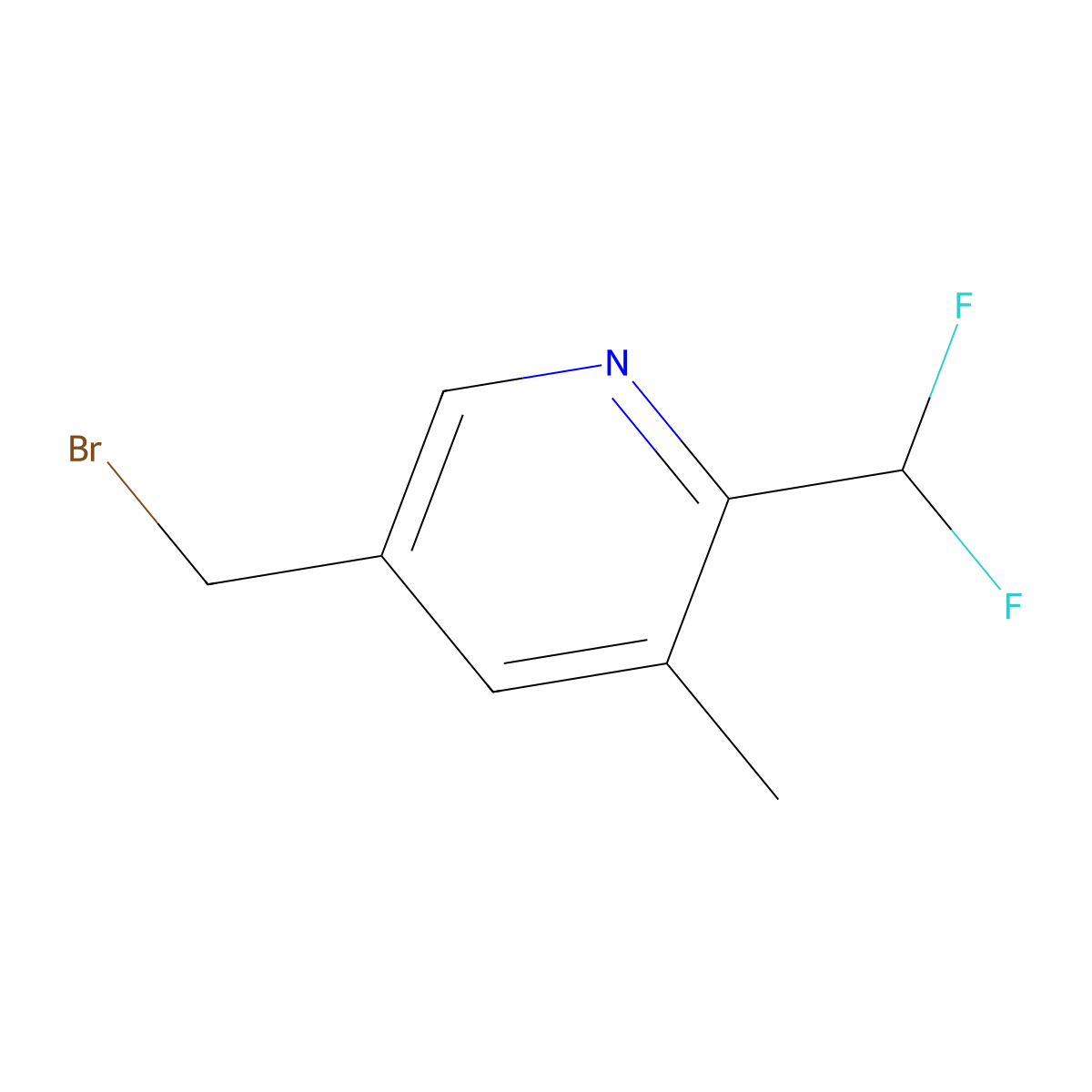 5-(Bromomethyl)-2-(difluoromethyl)-3-methylpyridine molecular structure, CAS 1805331-52-5