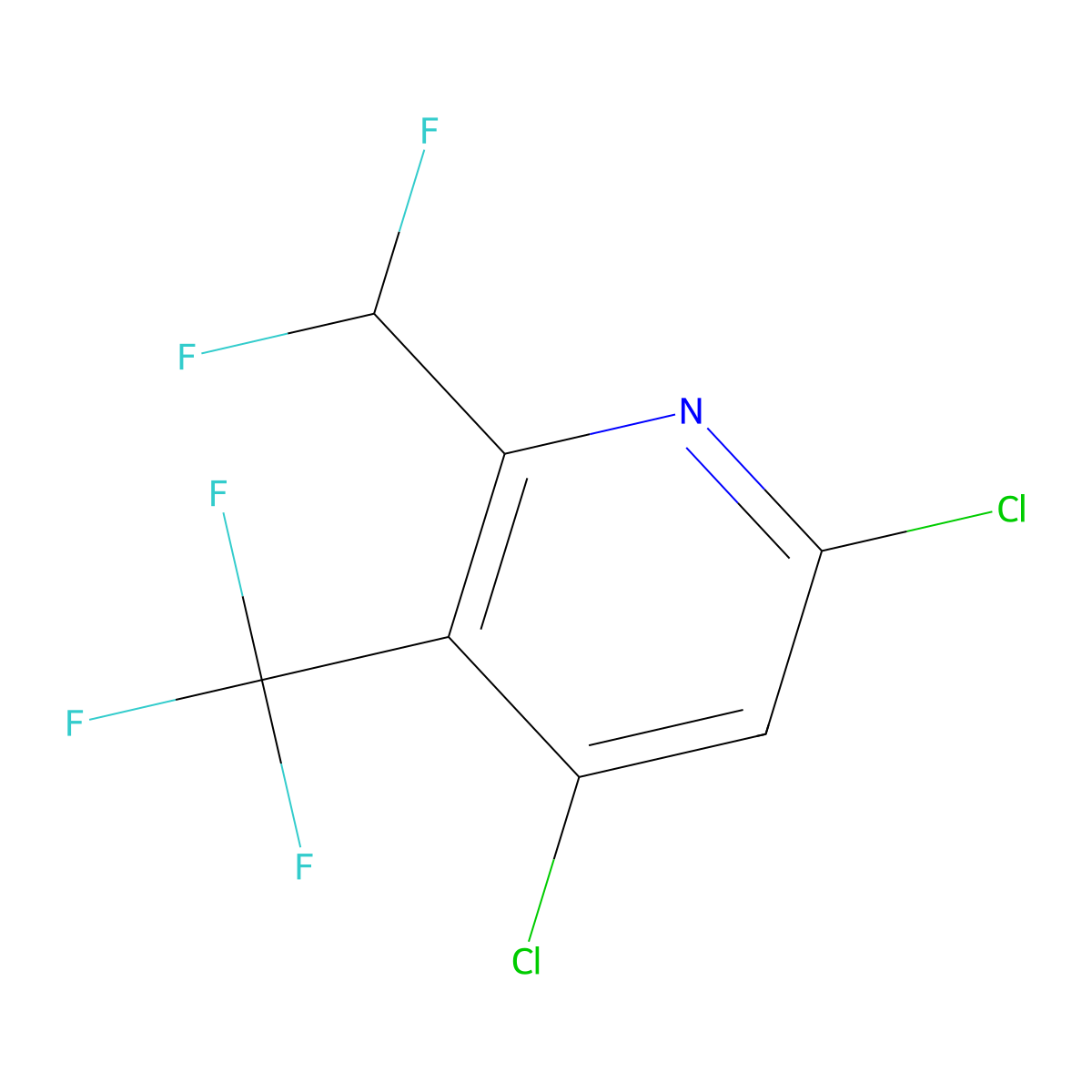 4,6-Dichloro-2-(difluoromethyl)-3-(trifluoromethyl)pyridine molecular structure, CAS 1805333-67-8
