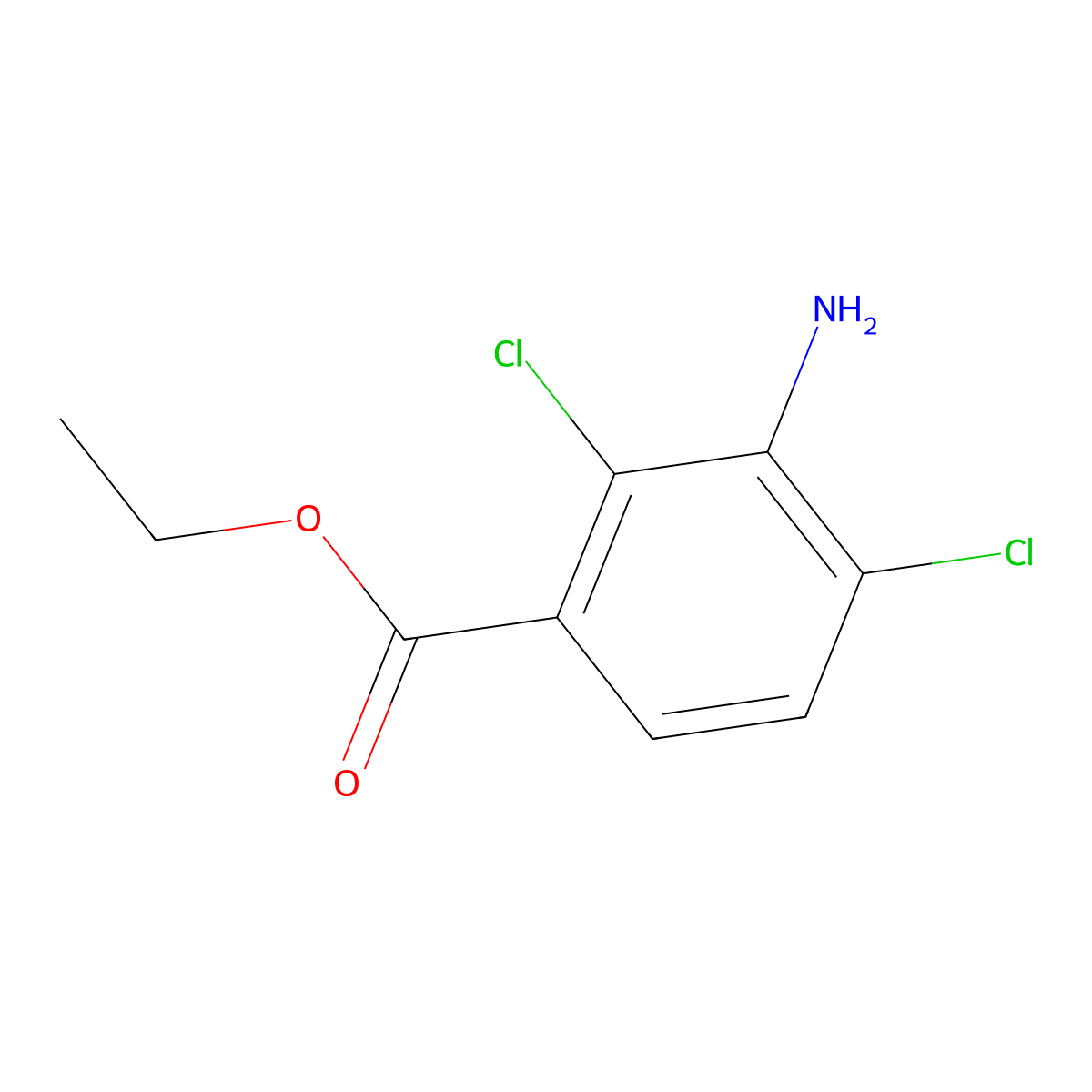 Ethyl 3-amino-2,4-dichlorobenzoate molecular structure, CAS 1805396-67-1
