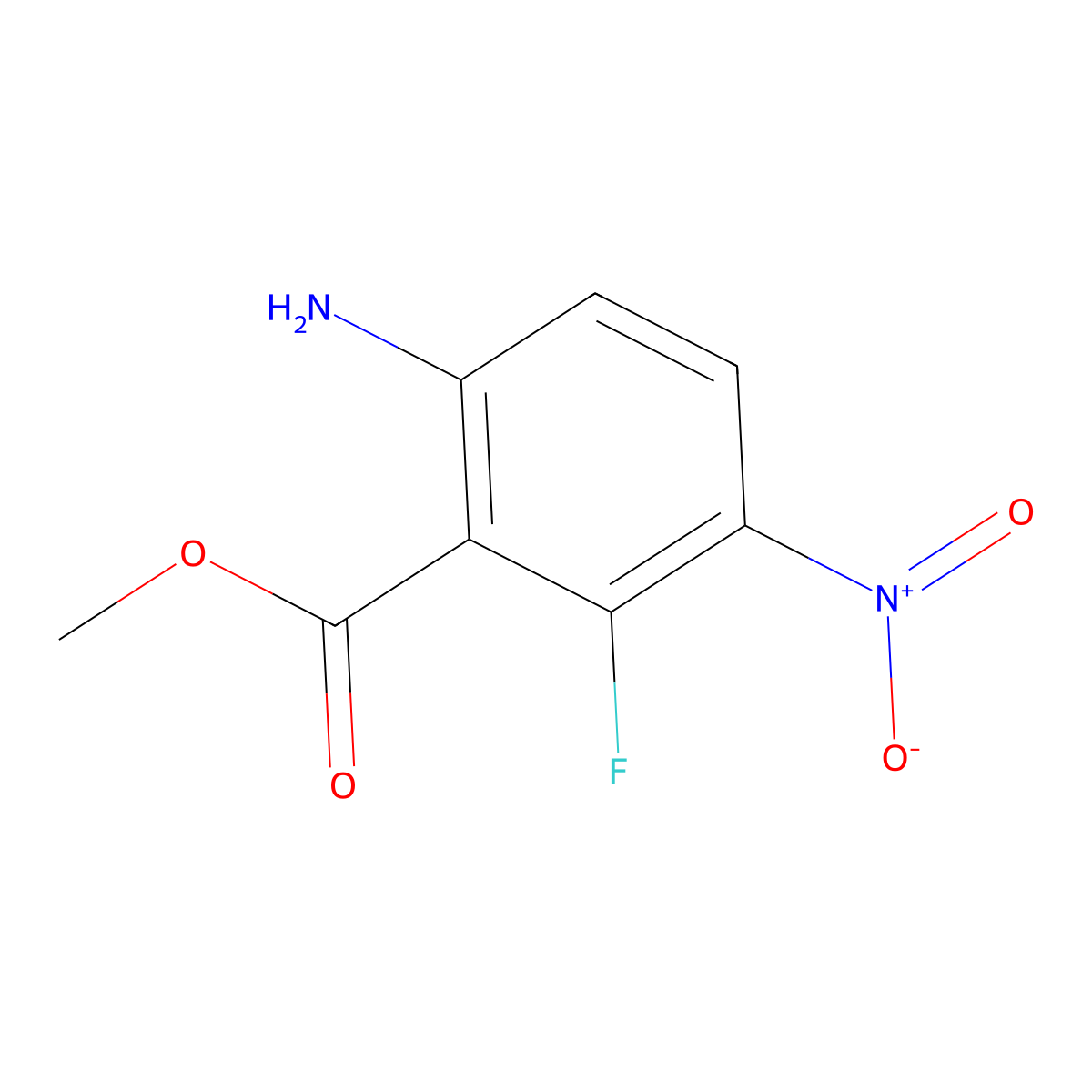 Methyl 6-amino-2-fluoro-3-nitrobenzoate molecular structure, CAS 1805398-57-5