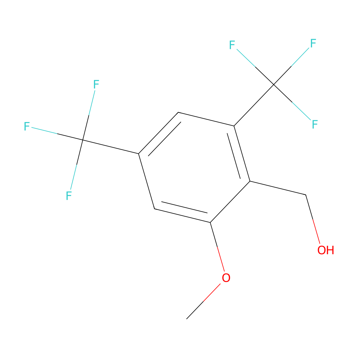 (2-Methoxy-4,6-bis(trifluoromethyl)phenyl)methanol molecular structure, CAS 1805405-28-0