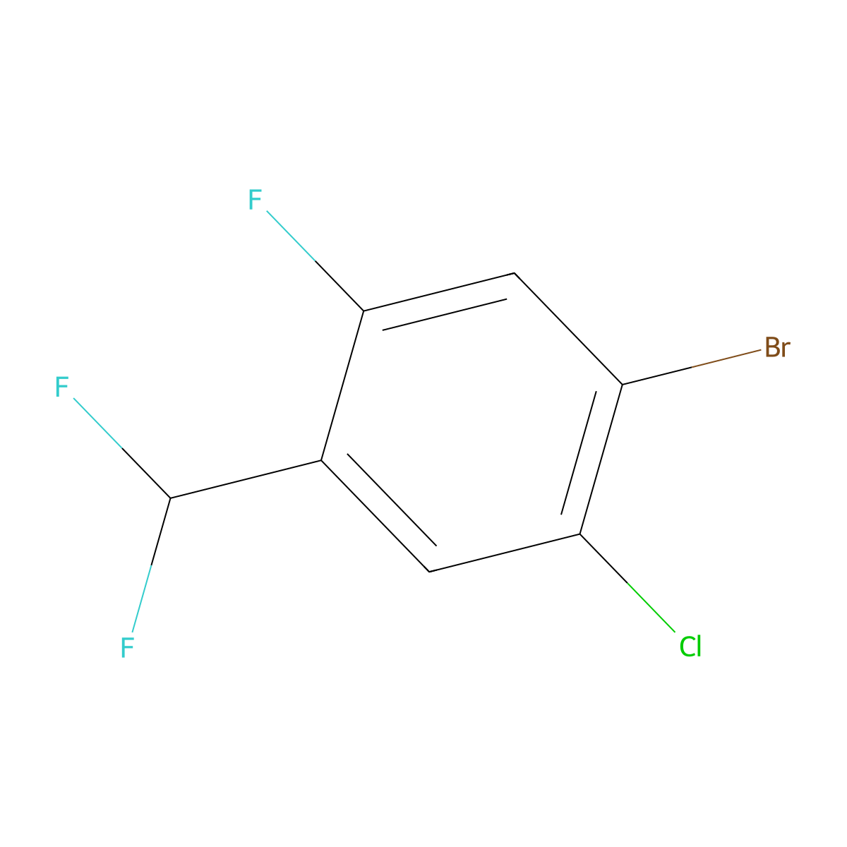 1-Bromo-2-chloro-4-(difluoromethyl)-5-fluorobenzene molecular structure, CAS 1805407-47-9