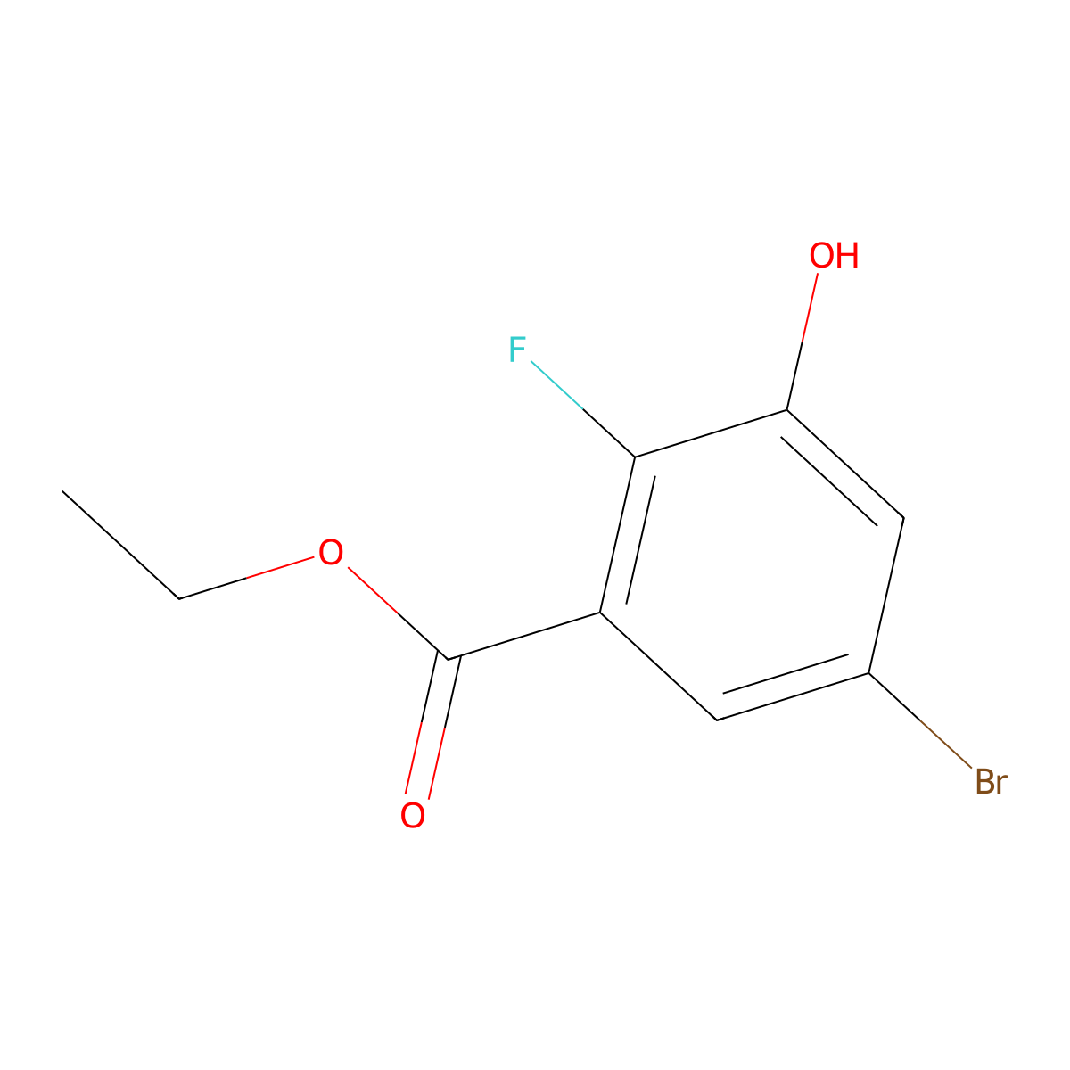 Ethyl 5-bromo-2-fluoro-3-hydroxybenzoate molecular structure, CAS 1805417-52-0