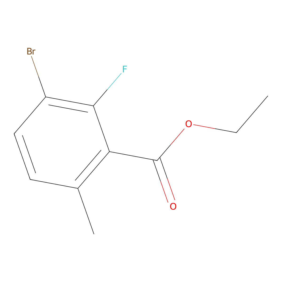 Ethyl 3-bromo-2-fluoro-6-methylbenzoate molecular structure, CAS 1805421-38-8