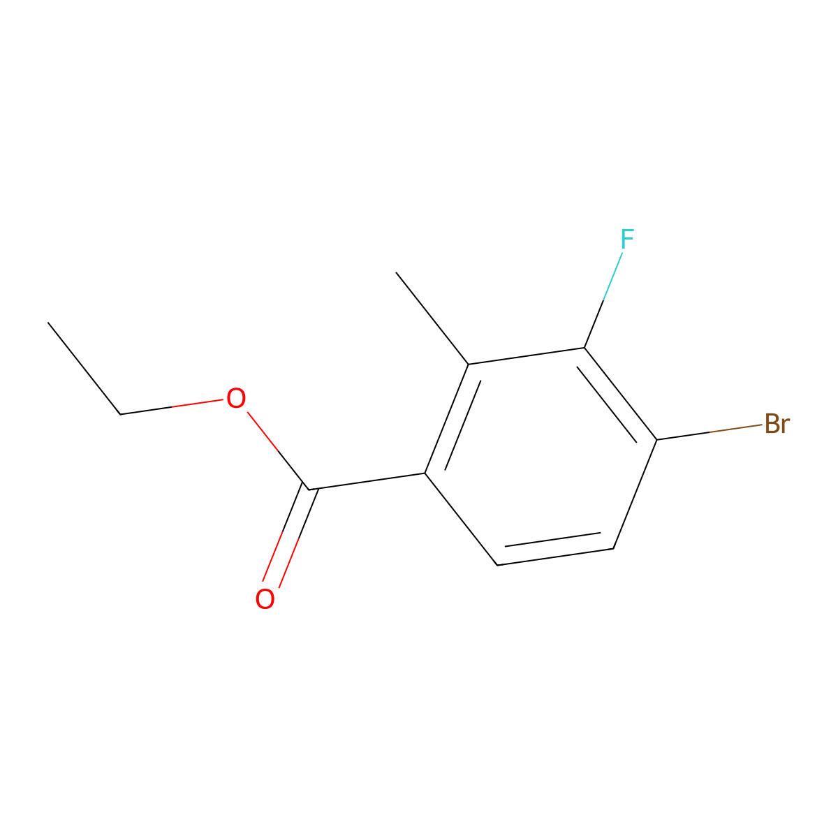 Ethyl 4-bromo-3-fluoro-2-methylbenzoate molecular structure, CAS 1805421-48-0