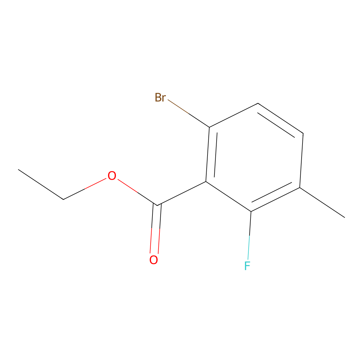 Ethyl 6-bromo-2-fluoro-3-methylbenzoate molecular structure, CAS 1805421-53-7