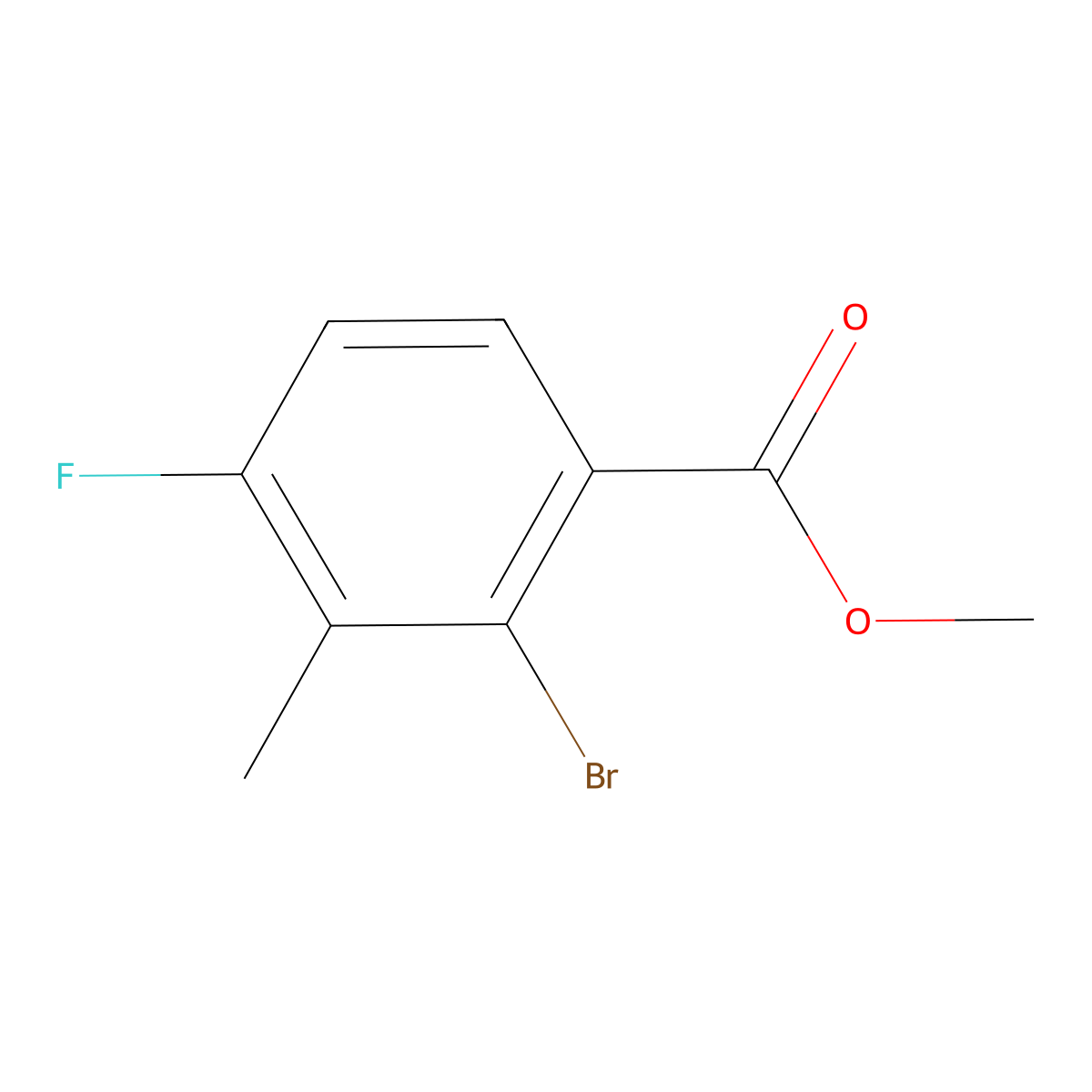 Methyl 2-bromo-4-fluoro-3-methylbenzoate molecular structure, CAS 1805421-59-3