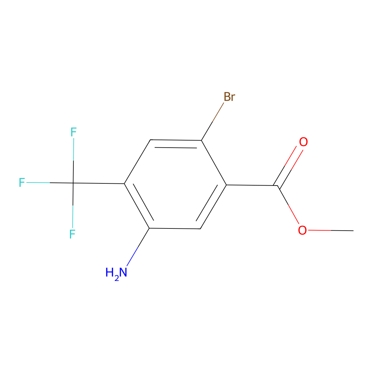 Methyl 5-amino-2-bromo-4-(trifluoromethyl)benzoate molecular structure, CAS 1805450-24-1