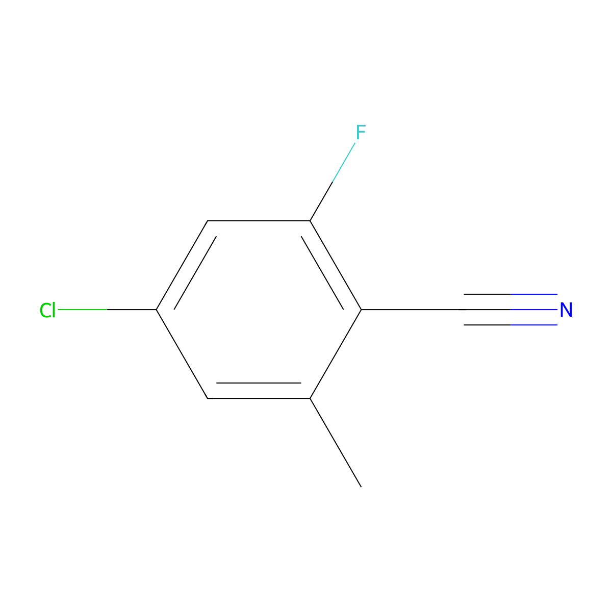 4-Chloro-2-fluoro-6-methylbenzonitrile molecular structure, CAS 1805454-71-0