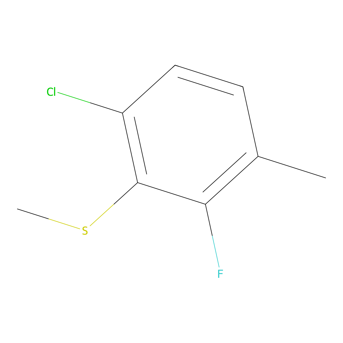 (6-Chloro-2-fluoro-3-methylphenyl)(methyl)sulfane molecular structure, CAS 1805455-97-3