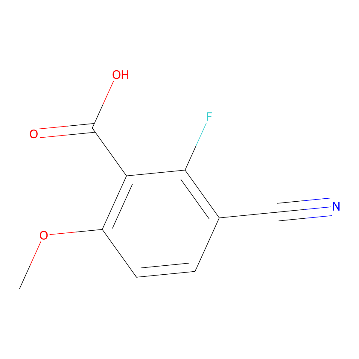 3-Cyano-2-fluoro-6-methoxybenzoic acid molecular structure, CAS 1805456-31-8