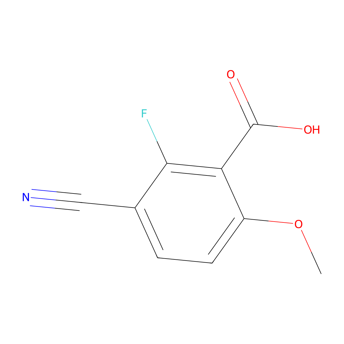 3-Cyano-2-fluoro-6-methoxybenzoic acid molecular structure, CAS 1805456-31-8