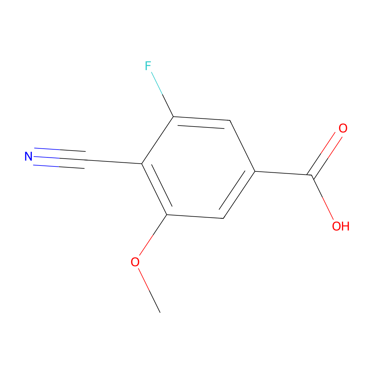 4-Cyano-3-fluoro-5-methoxybenzoic acid molecular structure, CAS 1805456-35-2