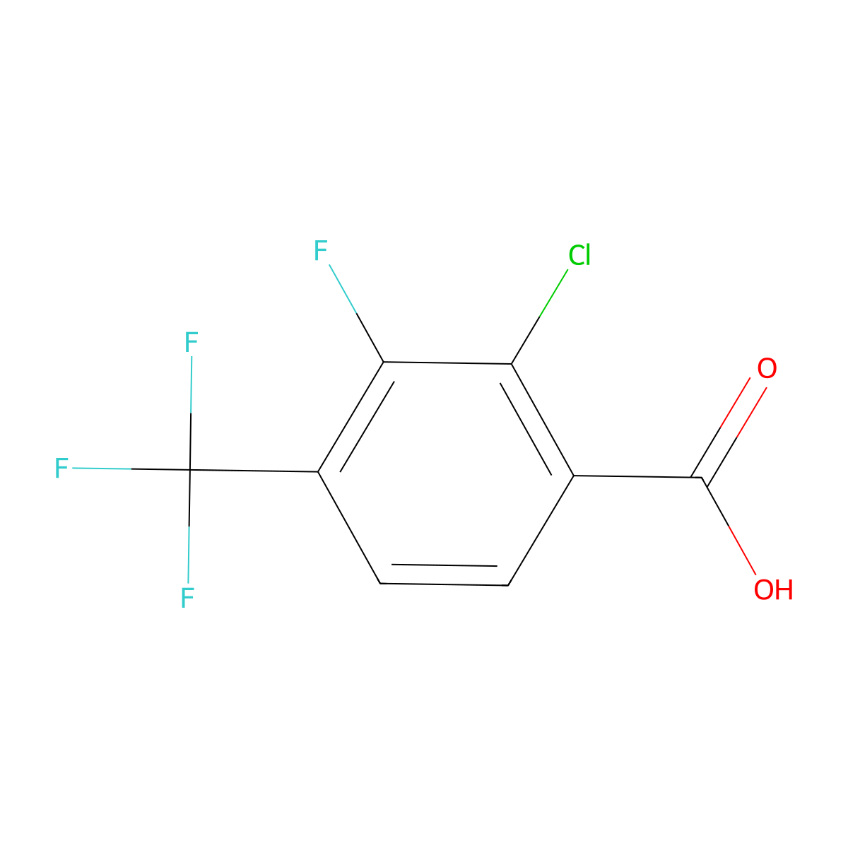2-Chloro-3-fluoro-4-(trifluoromethyl)benzoic acid molecular structure, CAS 1805457-37-7