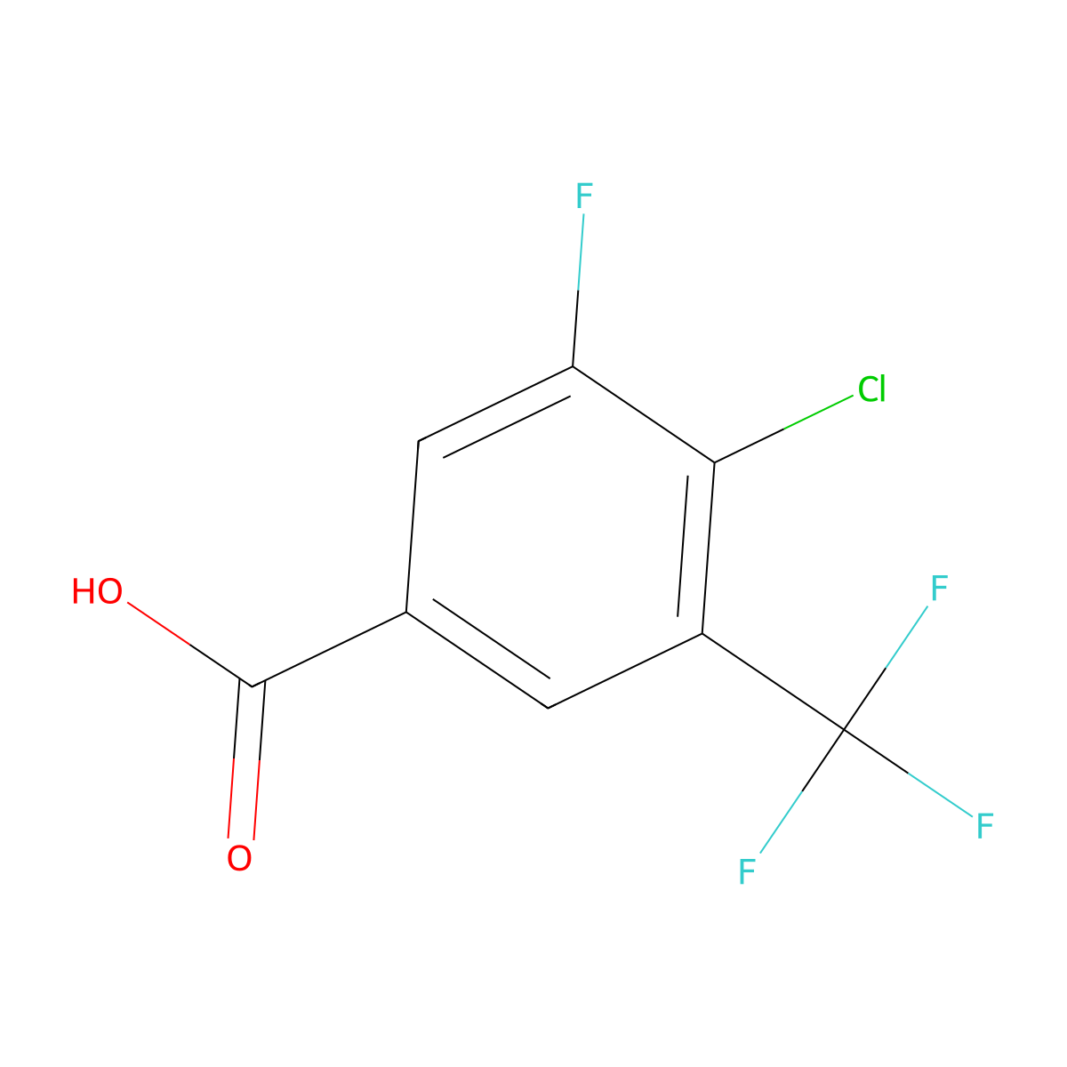4-Chloro-3-fluoro-5-(trifluoromethyl)benzoic acid molecular structure, CAS 1805457-54-8