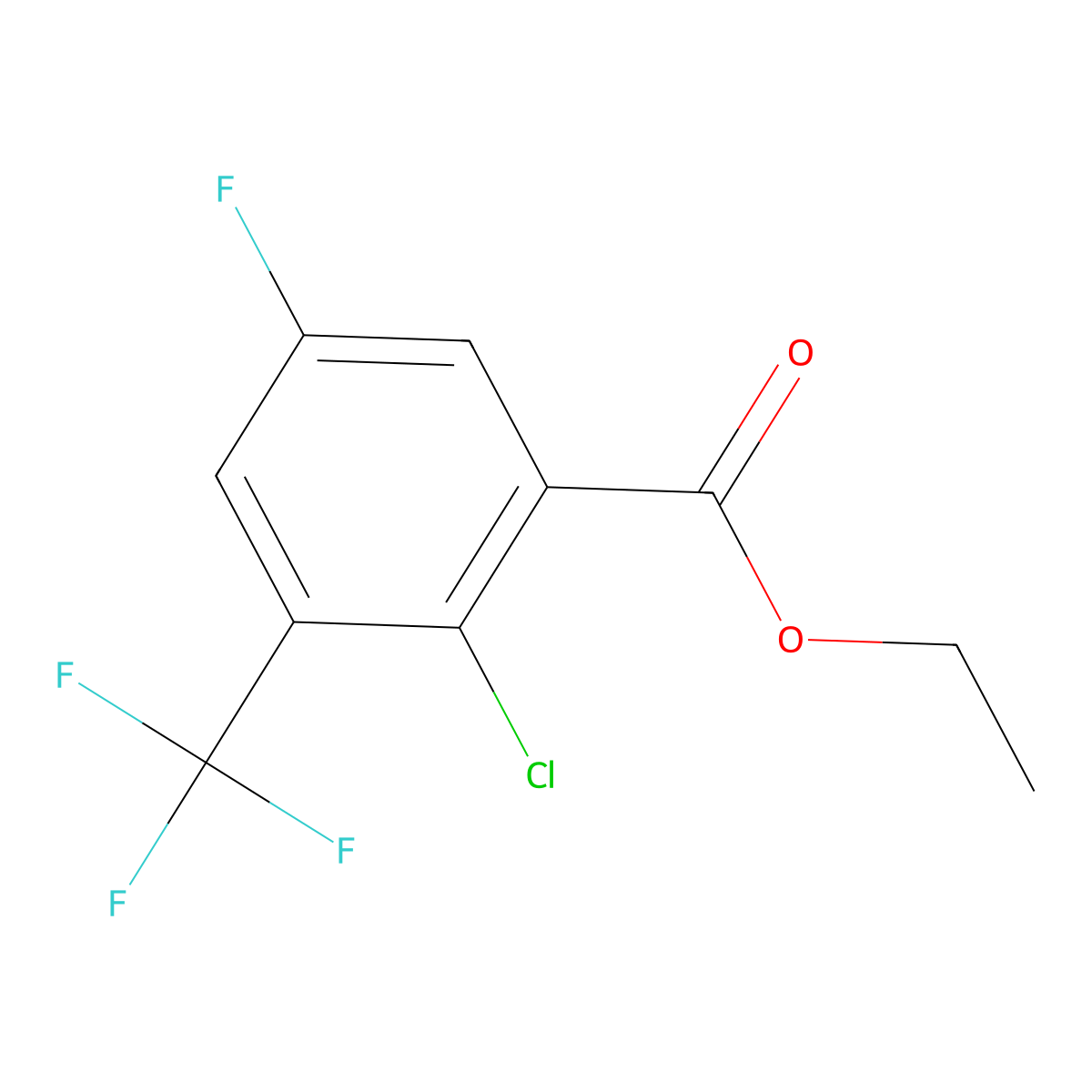 Ethyl 2-chloro-5-fluoro-3-(trifluoromethyl)benzoate molecular structure, CAS 1805457-70-8