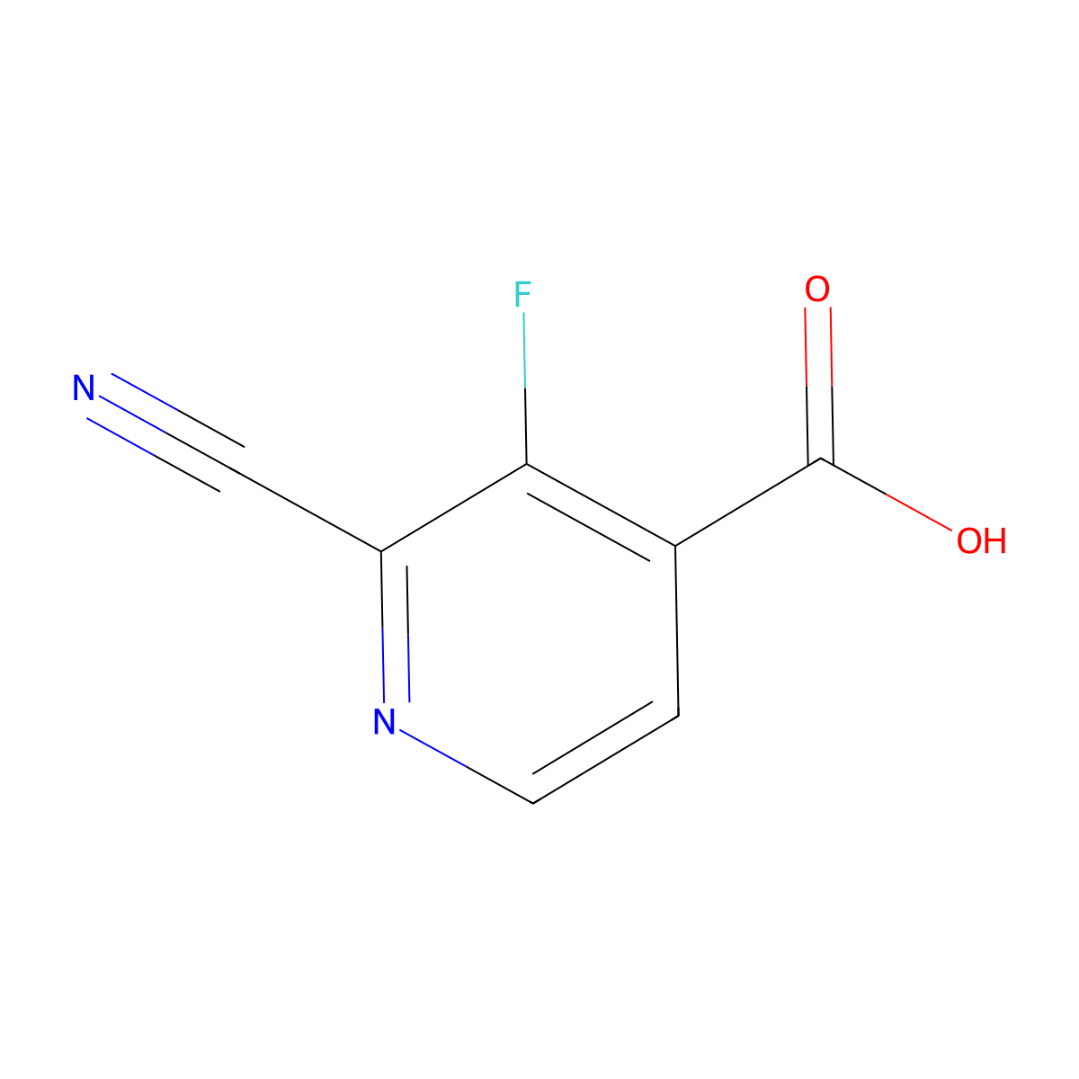 2-Cyano-3-fluoro-4-pyridinecarboxylic acid molecular structure, CAS 1805459-23-7