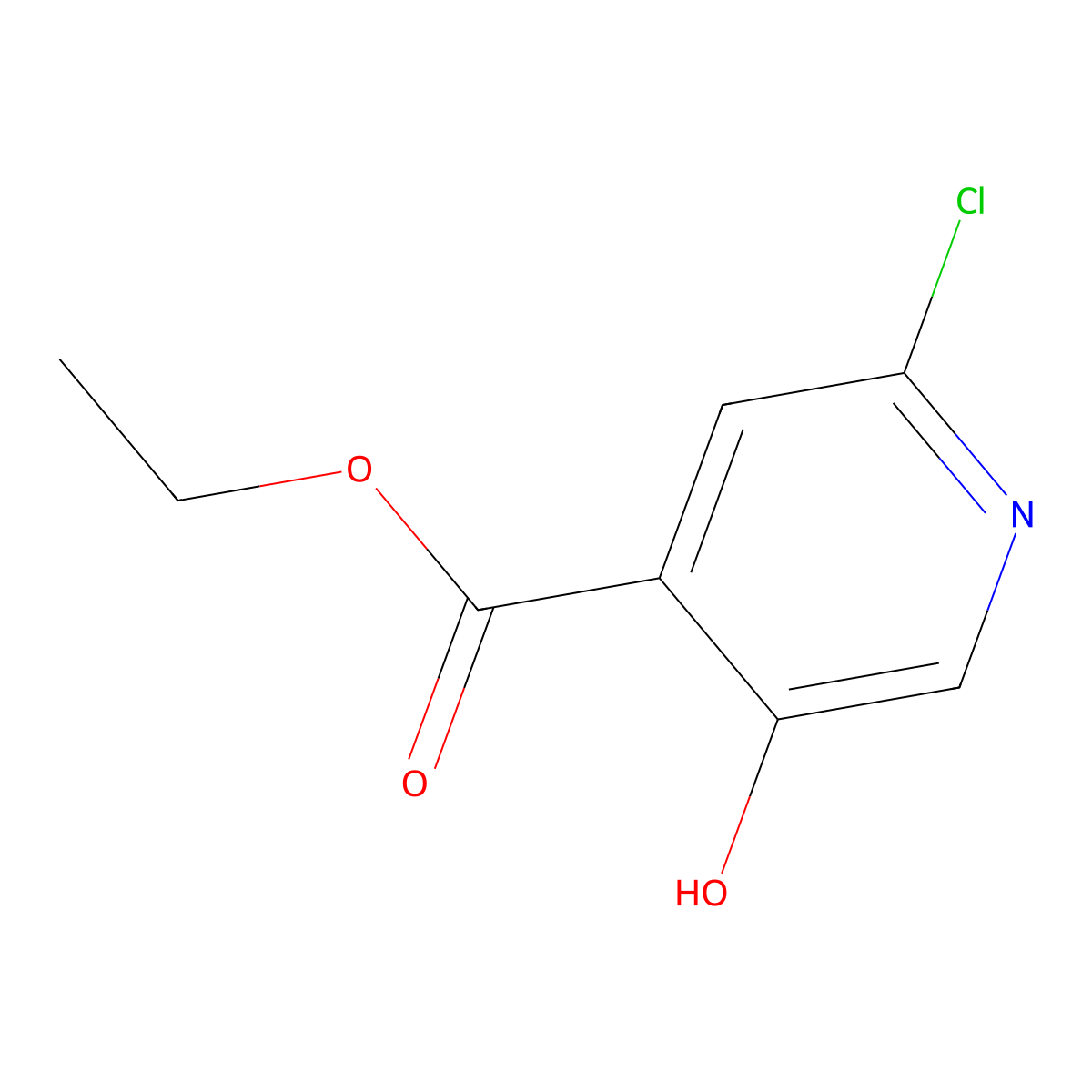 Ethyl 2-chloro-5-hydroxyisonicotinate molecular structure, CAS 1805459-90-8