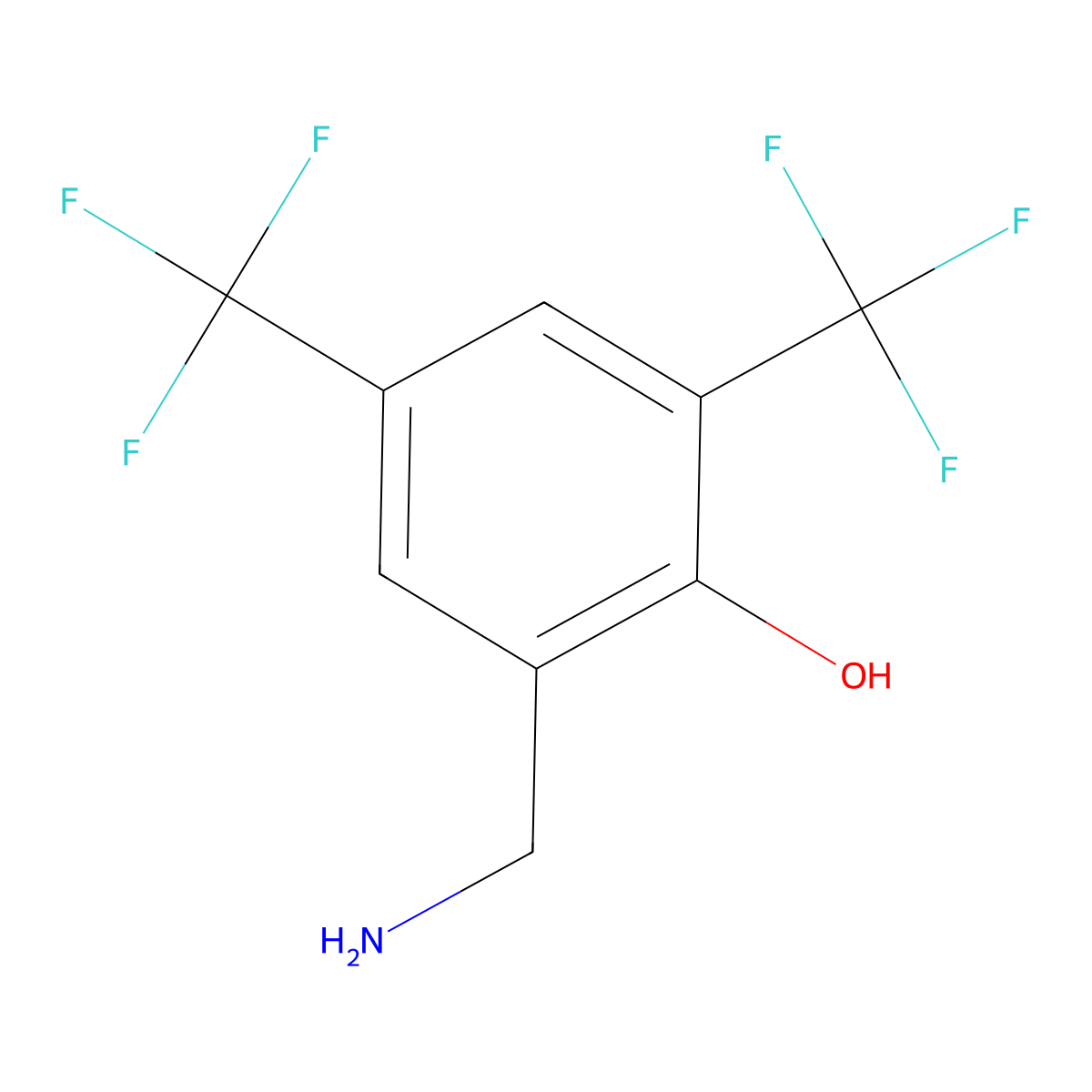 2-(Aminomethyl)-4,6-bis(trifluoromethyl)phenol molecular structure, CAS 1805465-66-0