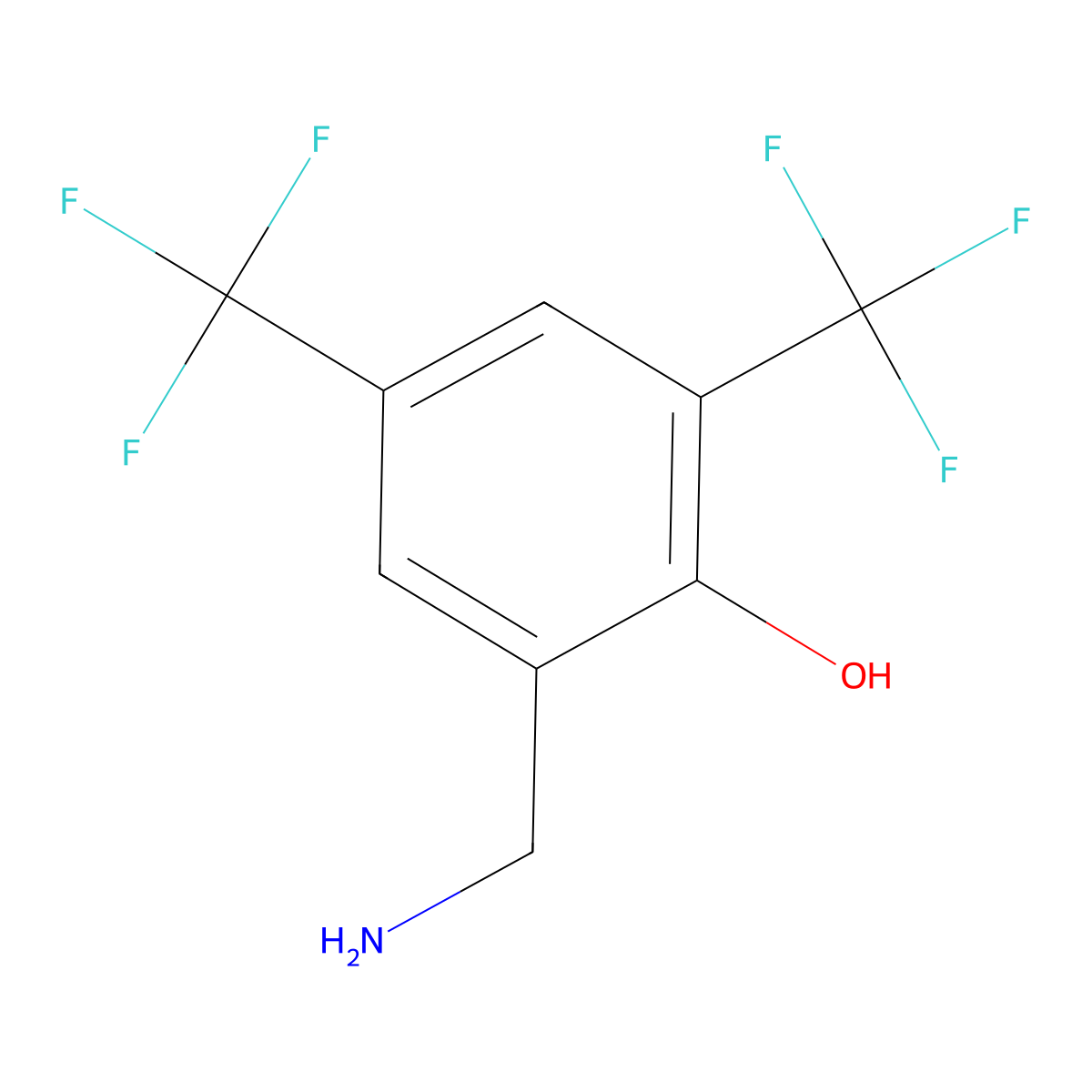 2-(Aminomethyl)-4,6-bis(trifluoromethyl)phenol molecular structure, CAS 1805465-66-0