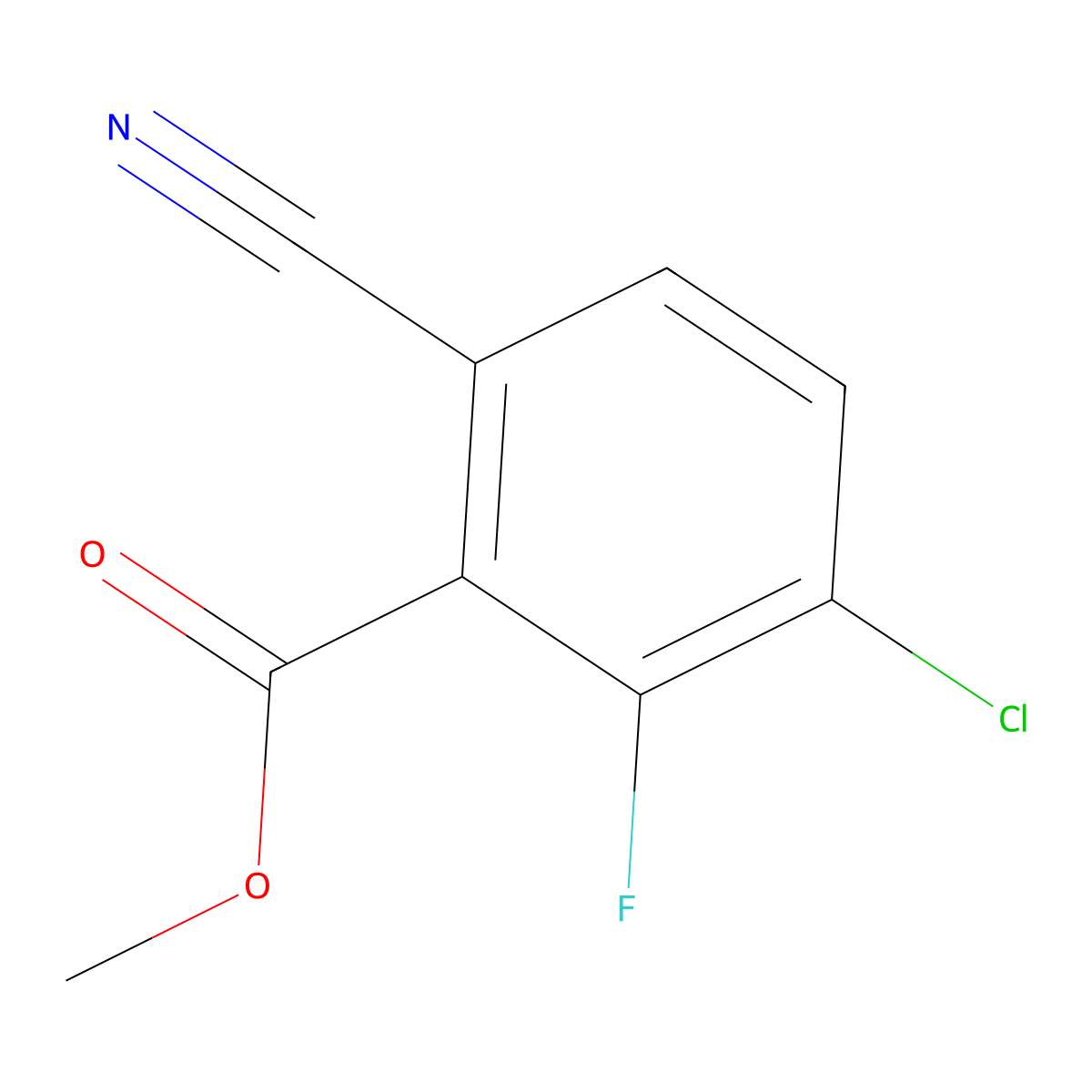Methyl 3-chloro-6-cyano-2-fluorobenzoate molecular structure, CAS 1805471-43-5