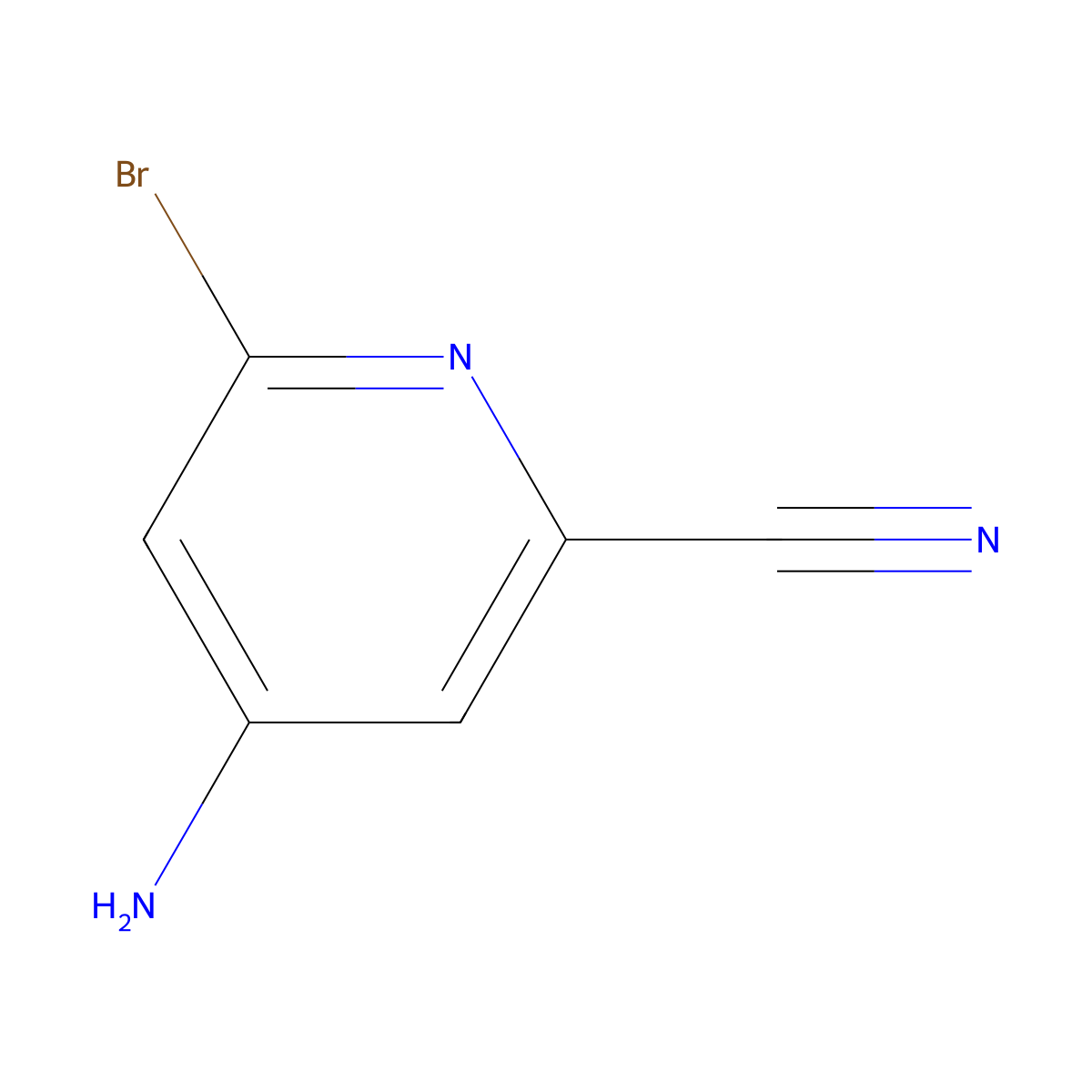 4-Amino-6-bromopicolinonitrile molecular structure, CAS 1805476-16-7