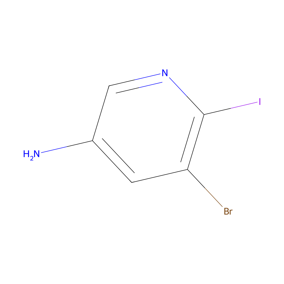 5-Bromo-6-iodo-pyridin-3-ylamine molecular structure, CAS 1805476-24-7