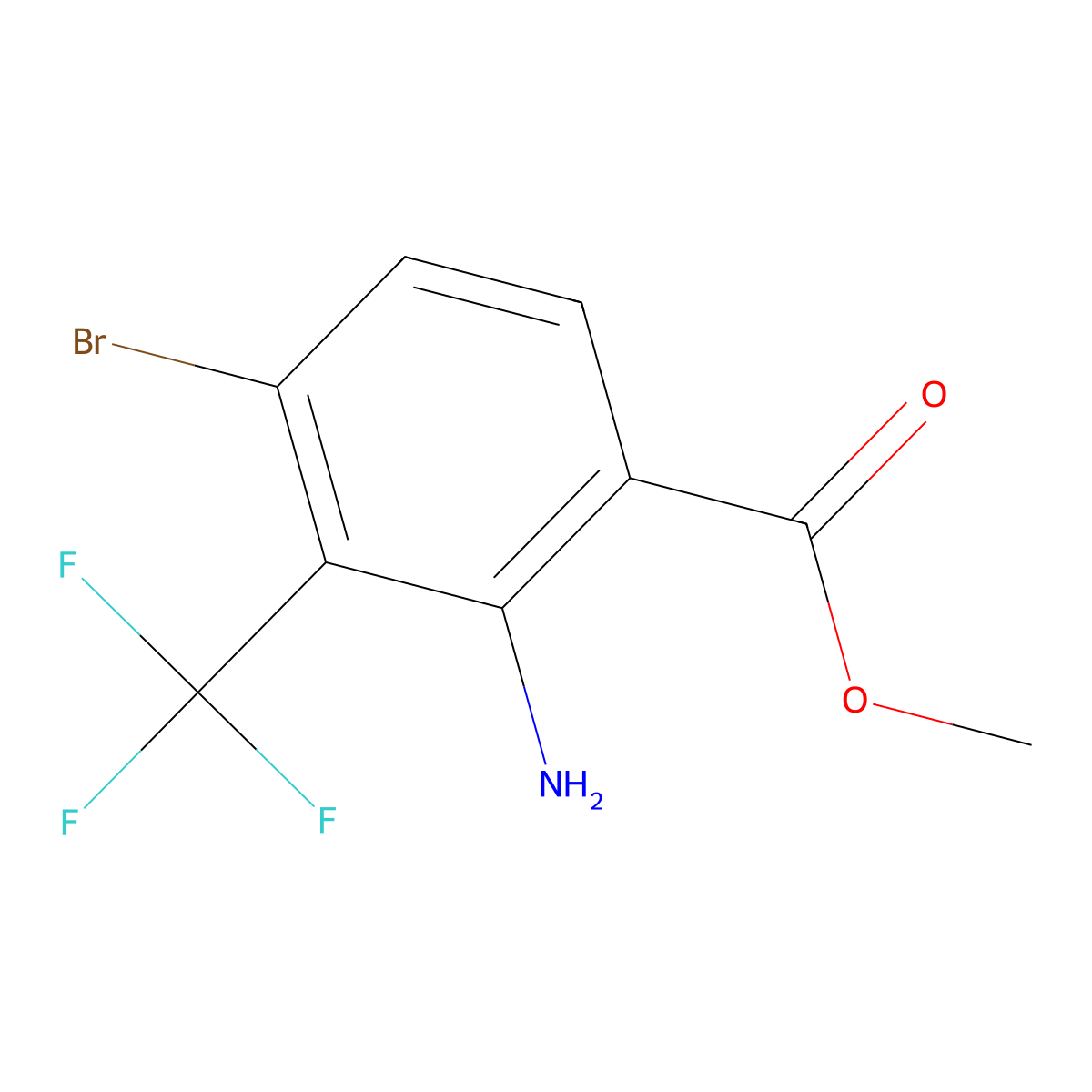 Methyl 2-amino-4-bromo-3-(trifluoromethyl)benzoate molecular structure, CAS 1805477-06-8