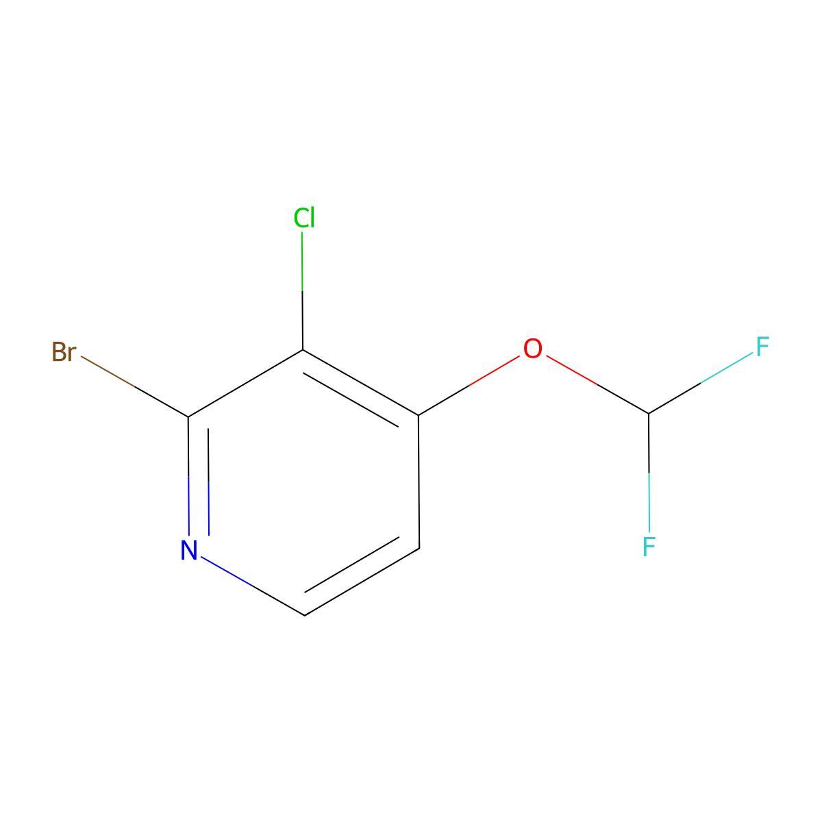 2-Bromo-3-chloro-4-(difluoromethoxy)pyridine molecular structure, CAS 1805478-54-9