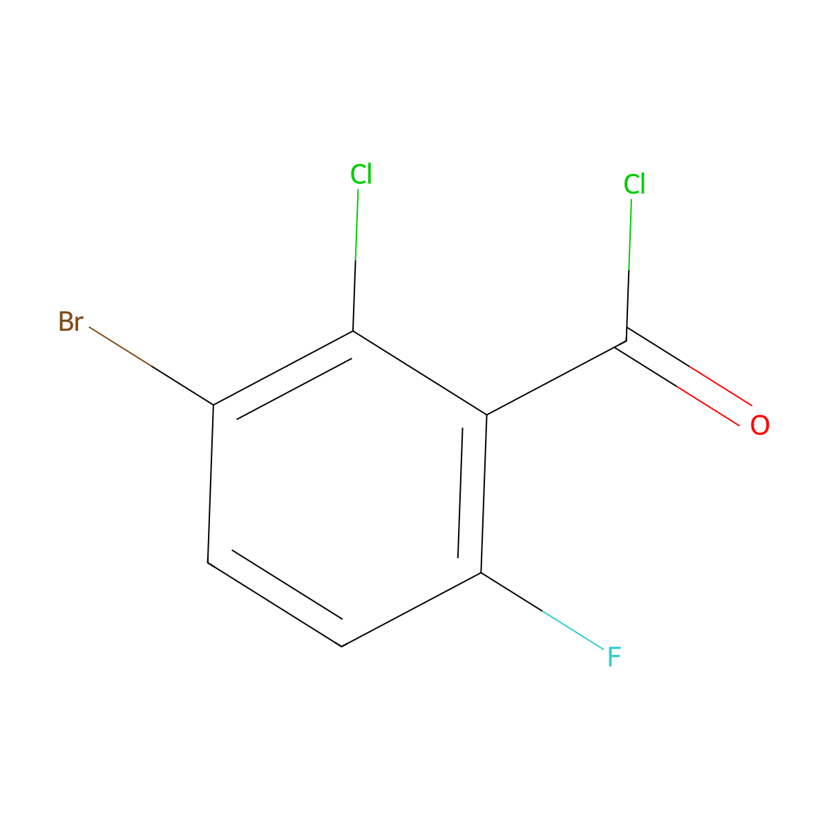 3-Bromo-2-chloro-6-fluorobenzoyl chloride molecular structure, CAS 1805478-79-8