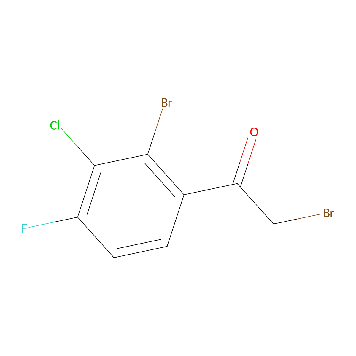 Ethanone, 2-bromo-1-(2-bromo-3-chloro-4-fluorophenyl)- molecular structure, CAS 1805478-89-0