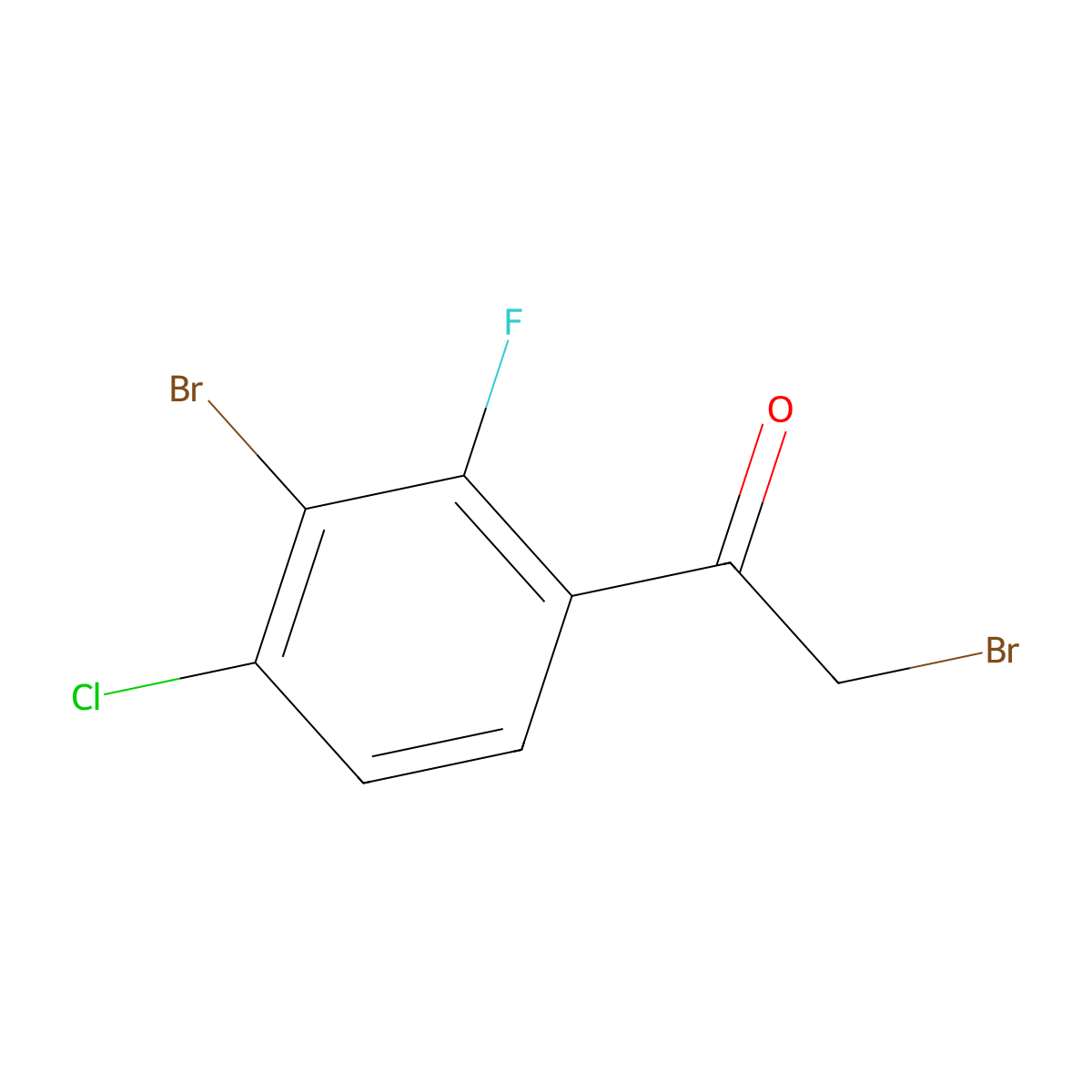2-Bromo-1-(3-bromo-4-chloro-2-fluorophenyl)ethanone molecular structure, CAS 1805478-98-1