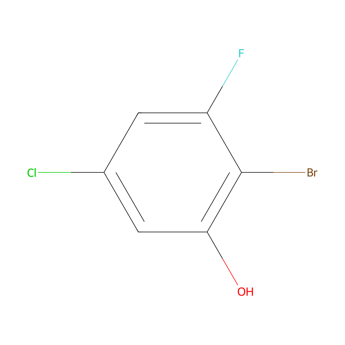 2-Bromo-5-chloro-3-fluorophenol molecular structure, CAS 1805479-11-1