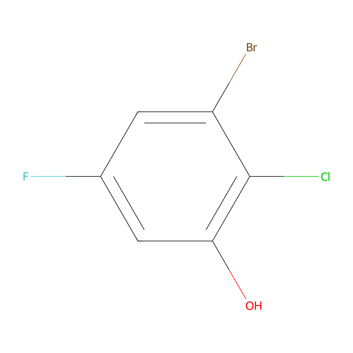 3-Bromo-2-chloro-5-fluorophenol molecular structure, CAS 1805479-20-2