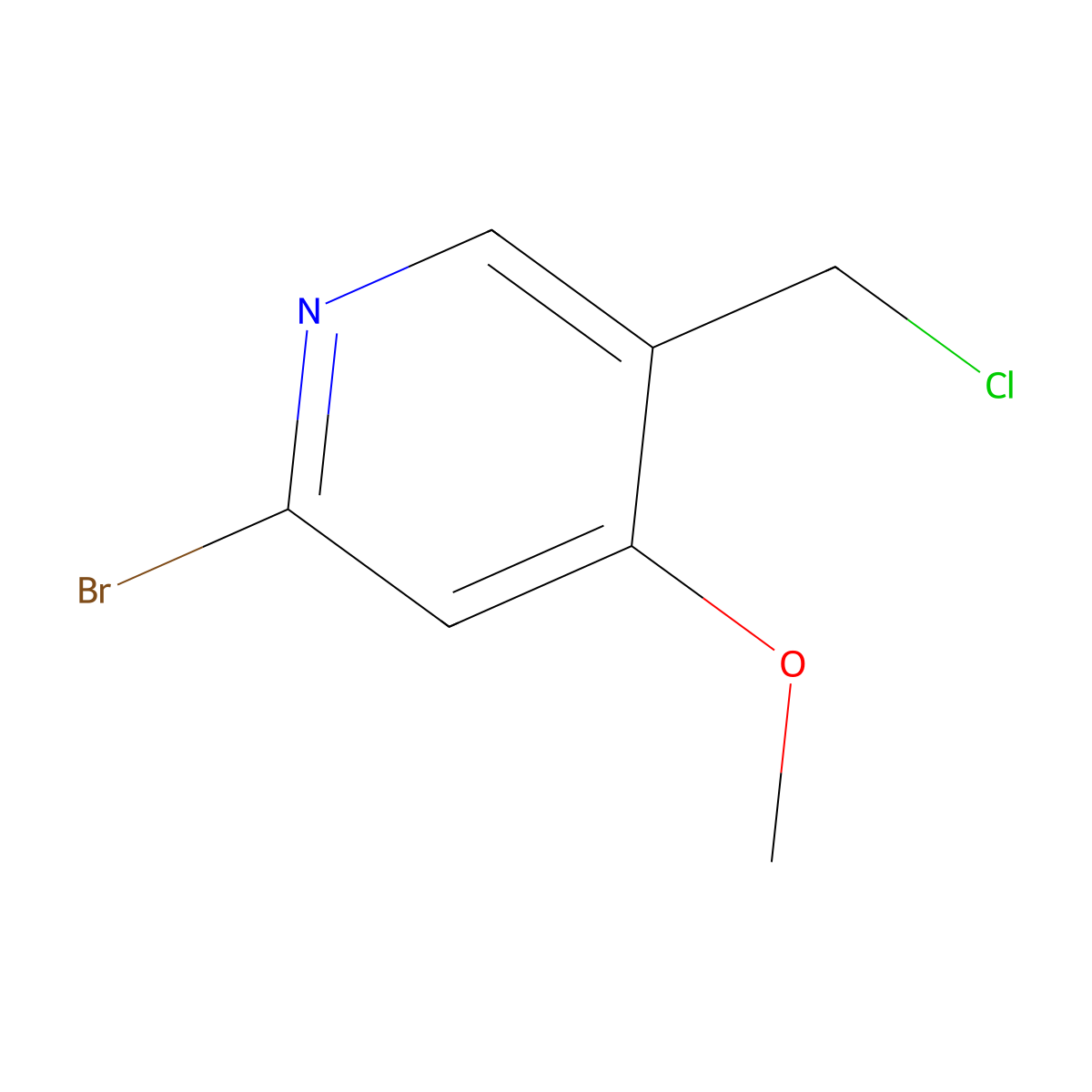 2-Bromo-5-(chloromethyl)-4-methoxypyridine molecular structure, CAS 1805480-89-0