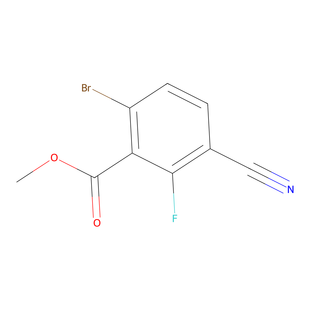 Methyl 6-bromo-3-cyano-2-fluorobenzoate molecular structure, CAS 1805484-74-5