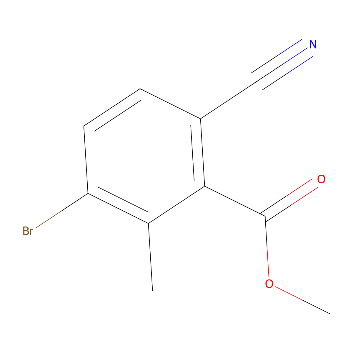 Methyl 3-bromo-6-cyano-2-methylbenzoate molecular structure, CAS 1805488-00-9
