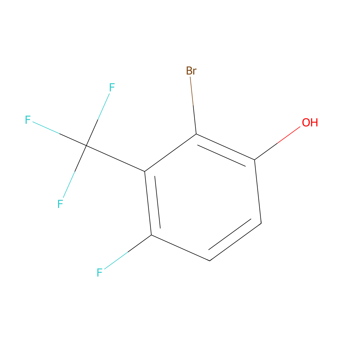 2-Bromo-4-fluoro-3-(trifluoromethyl)phenol molecular structure, CAS 1805498-52-5