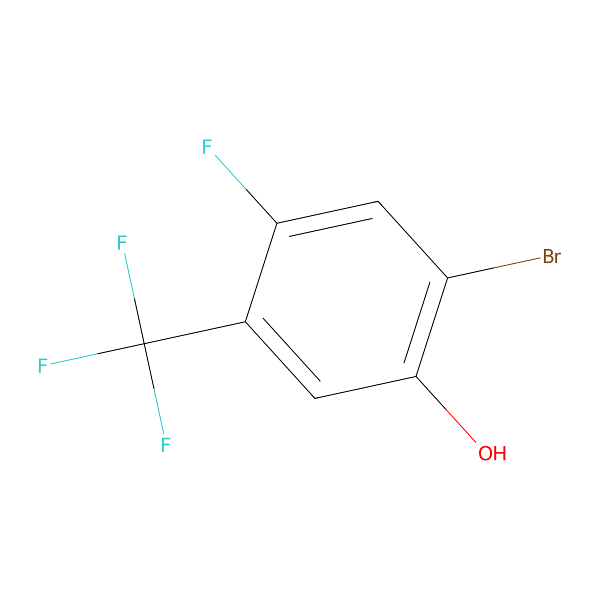 2-Bromo-4-fluoro-5-(trifluoromethyl)phenol molecular structure, CAS 1805498-61-6